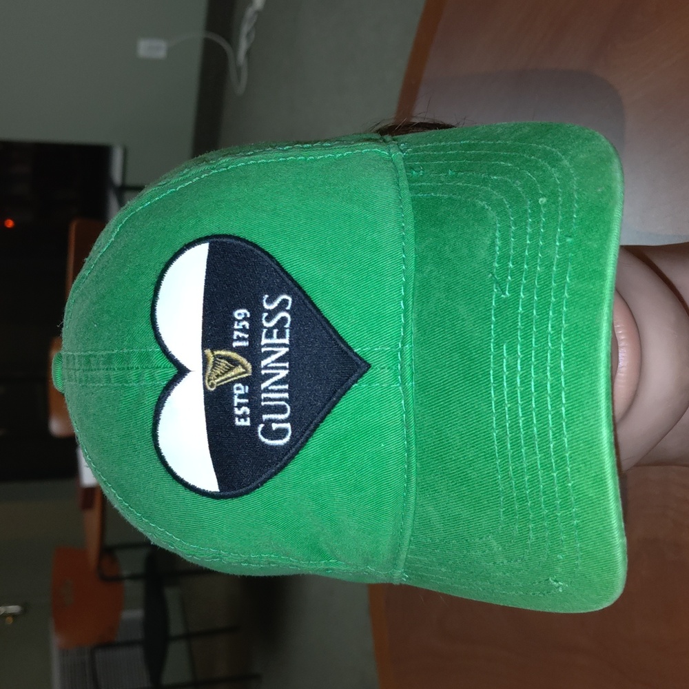 Guinness Estd 1759 Green Embroidered Heart Shape Logo Strap-on Hat Cap